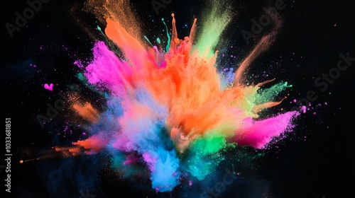 Vibrant colorful explosion, abstract art, splash of colors, creative design