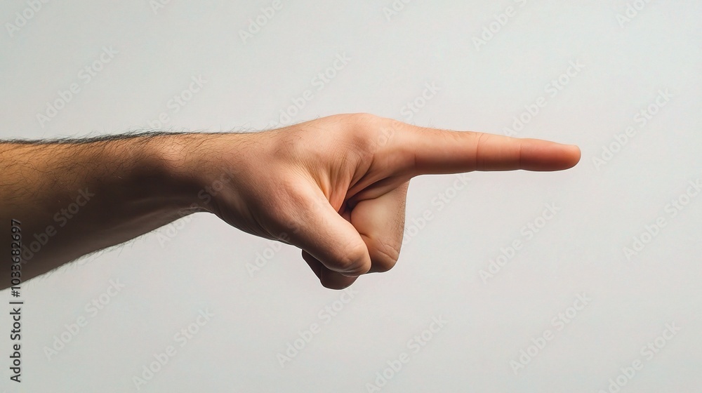 Pointing Hand Gesture on Plain Background Pointing Hand Gesture on Plain Background