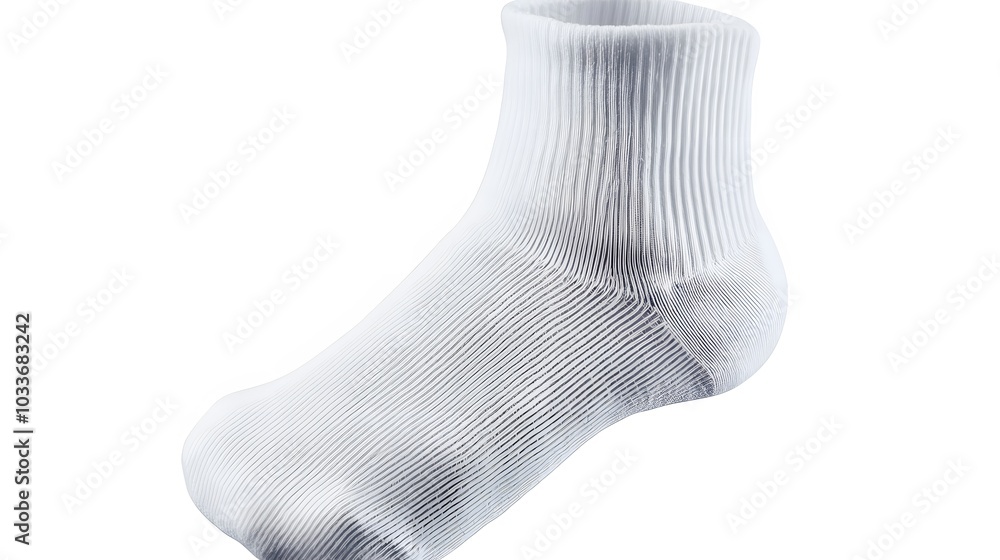 Closeup of one clean white tennis/sport sock isolated on white. Closeup of one clean white tennis/sport sock isolated on white.