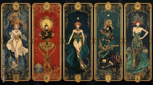 Art Nouveau Circus Tarot Deck with Intricate Designs