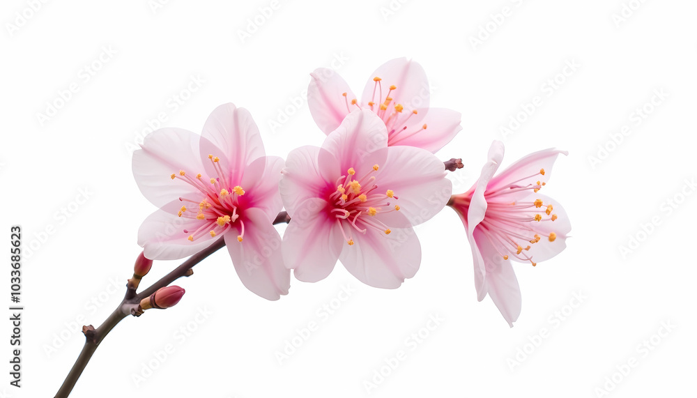 A vibrant pink flower stands out on a bright white background, generative ai A vibrant pink flower stands out on a bright white background, generative ai