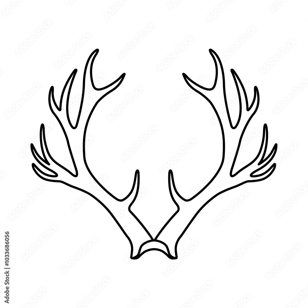 Deer or horn antlers line icon for festive Christmas collage on a transparent background. Vector illustration Deer or horn antlers line icon for festive Christmas collage on a transparent background. Vector illustration