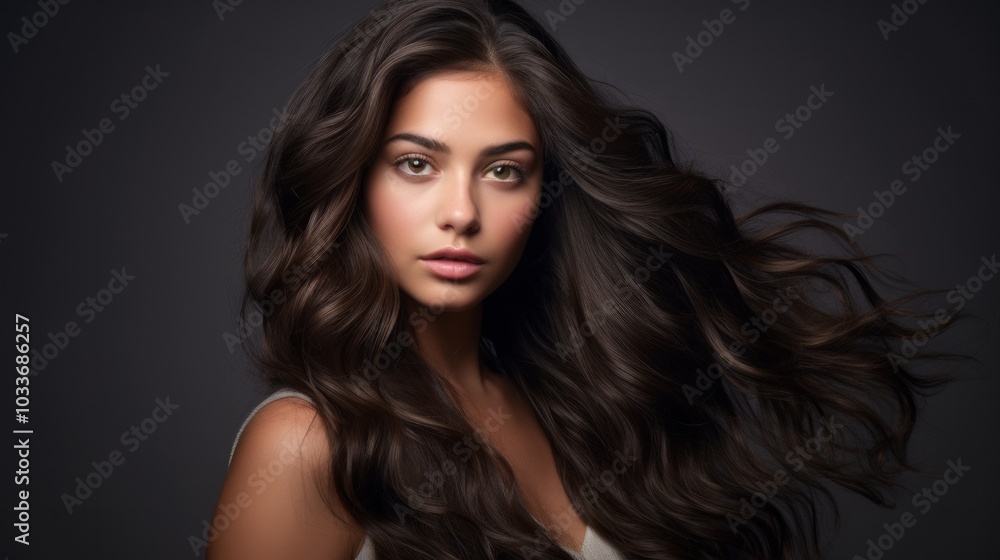 Vogue style close up portrait of beautiful woman with long curly blond hair on black background. Neural network ai generated art Vogue style close up portrait of beautiful woman with long curly blond hair on black background. Neural network ai generated art