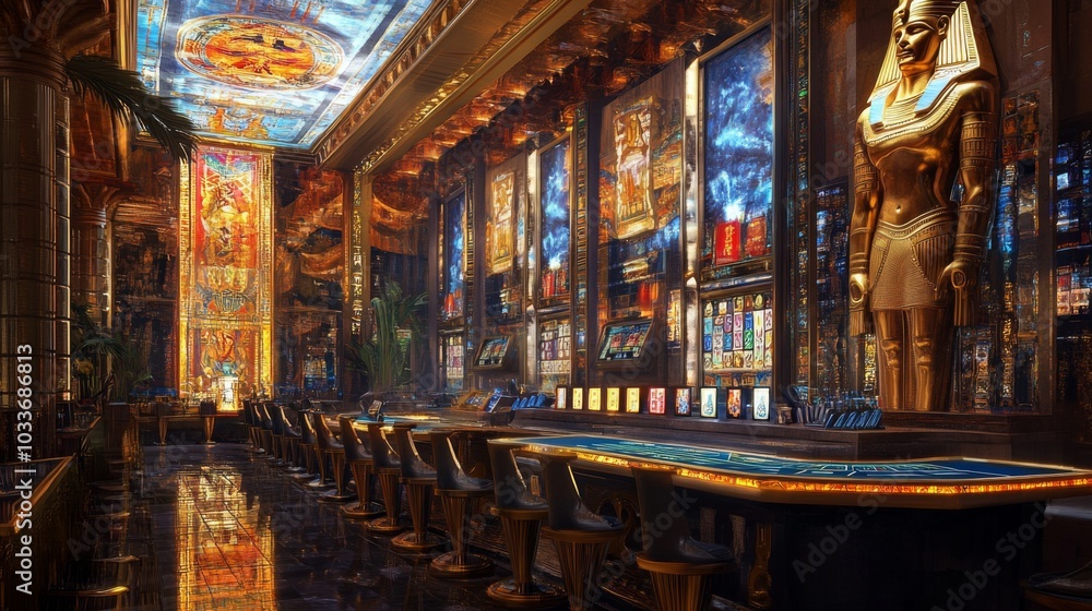 VR poker room with Cleopatra theme and AR effects VR poker room with Cleopatra theme and AR effects