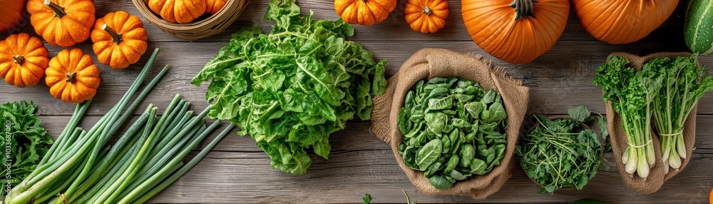 Fresh vegetables and pumpkins arranged on a wooden table. Fresh vegetables and pumpkins arranged on a wooden table.