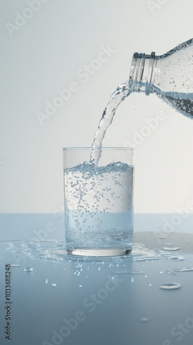 Wallpaper Mural Pouring sparkling water into a glass, surrounded by light bokeh. Concept: refreshment and hydration. Torontodigital.ca