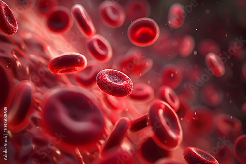 A close up of a bunch of red blood cells