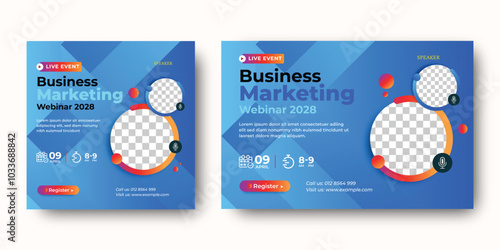 digital business marketing strategies live webinar banner invitation social media instagram post template, online conference webinar invitation social media post design