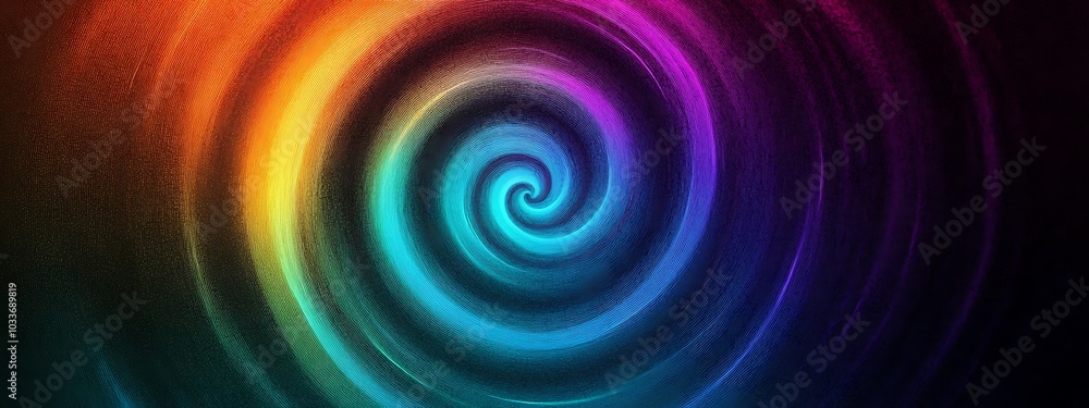 Fototapeta premium Colorful spiral abstract background with orange, red, blue, and purple hues.