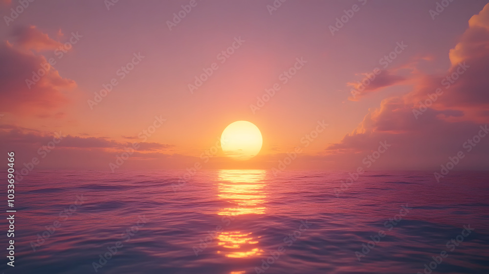 Sunset over ocean with pink clouds Sunset over ocean with pink clouds