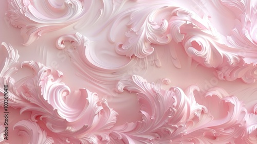 Soft dreamy pastel swirls and curls create an elegant abstract fluid pattern background This contemporary digital art features a delicate feminine design with a graceful ethereal aesthetic