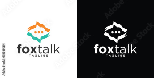 fox logo talk people family together human unity chat bubble vector logo icon