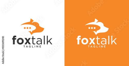 fox logo talk people family together human unity chat bubble vector logo icon