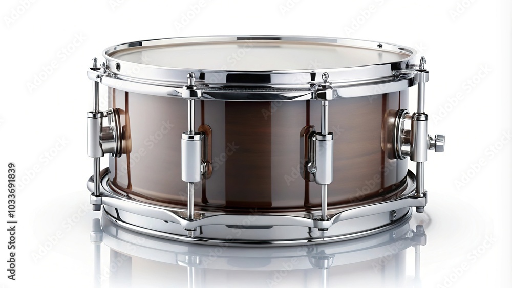 Marching drum isolated on white background aerial view Marching drum isolated on white background aerial view