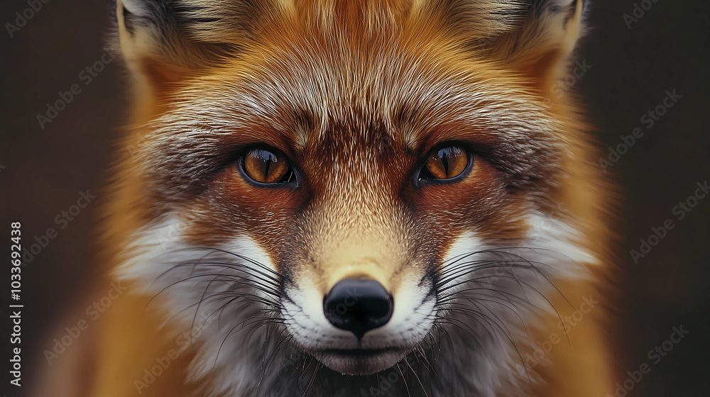 Fototapeta premium Close-up of the face of an adult fox with brown eyes