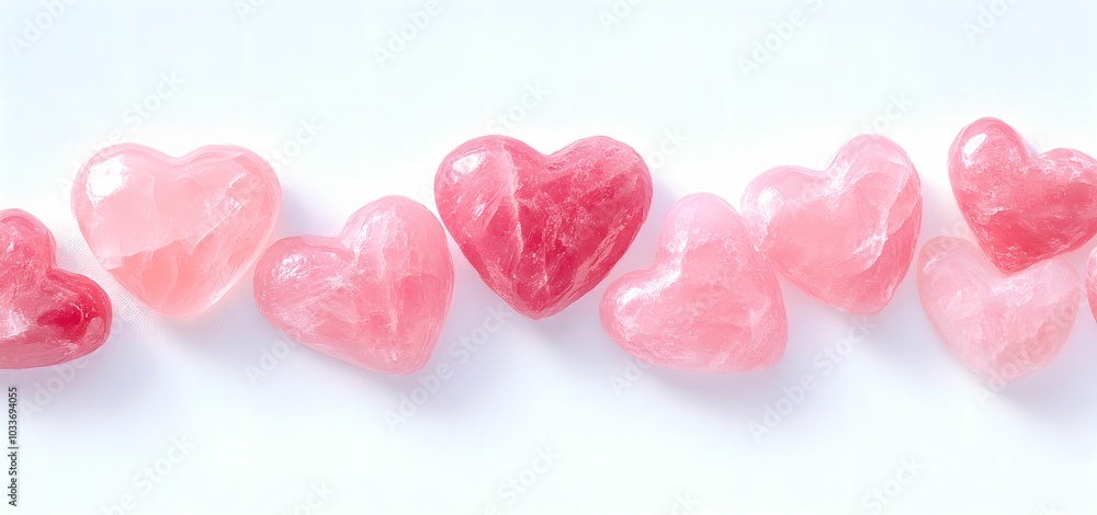 Horizontal image of hearts on a white background. Topo view. Romantic and love concept. Valentines day background for design greeting card, banner social media, etsy, linkedin Horizontal image of hearts on a white background. Topo view. Romantic and love concept. Valentines day background for design greeting card, banner social media, etsy, linkedin