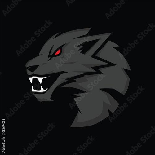 Modern Black Wolf Mascot Logo: Roar with Confidence on Your Team's T-shirts, Badges, and Emblems, From Esports to Apparel, Unleash the Power of Wolf Logo Vector Illustration and Mascot Emblem