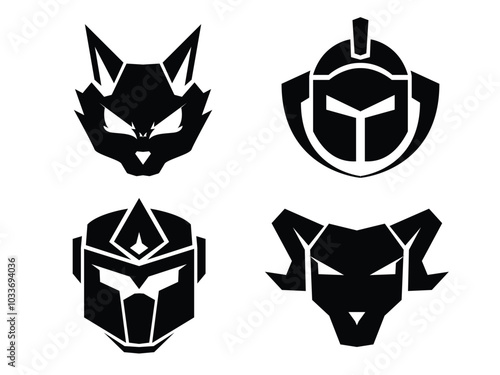 set esport logo silhouette, guradian, angry cat, gundam, bull, esport logo silhouette, icon animal, logo icon