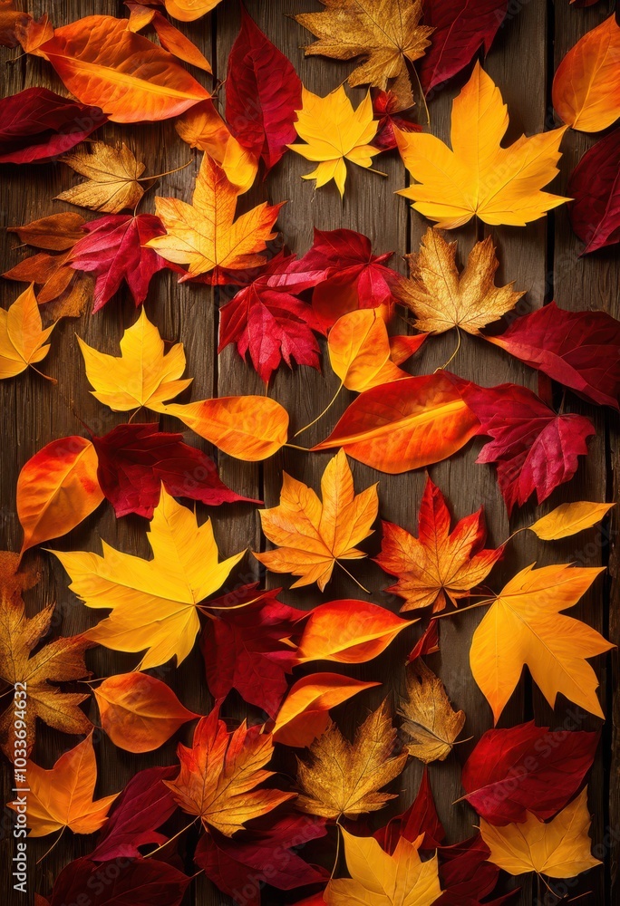 vibrant autumn leaves scattered over rustic natural wood surface creating colorful textured outdoor composition, foliage, nature, hues, seasonal, beauty vibrant autumn leaves scattered over rustic natural wood surface creating colorful textured outdoor composition, foliage, nature, hues, seasonal, beauty