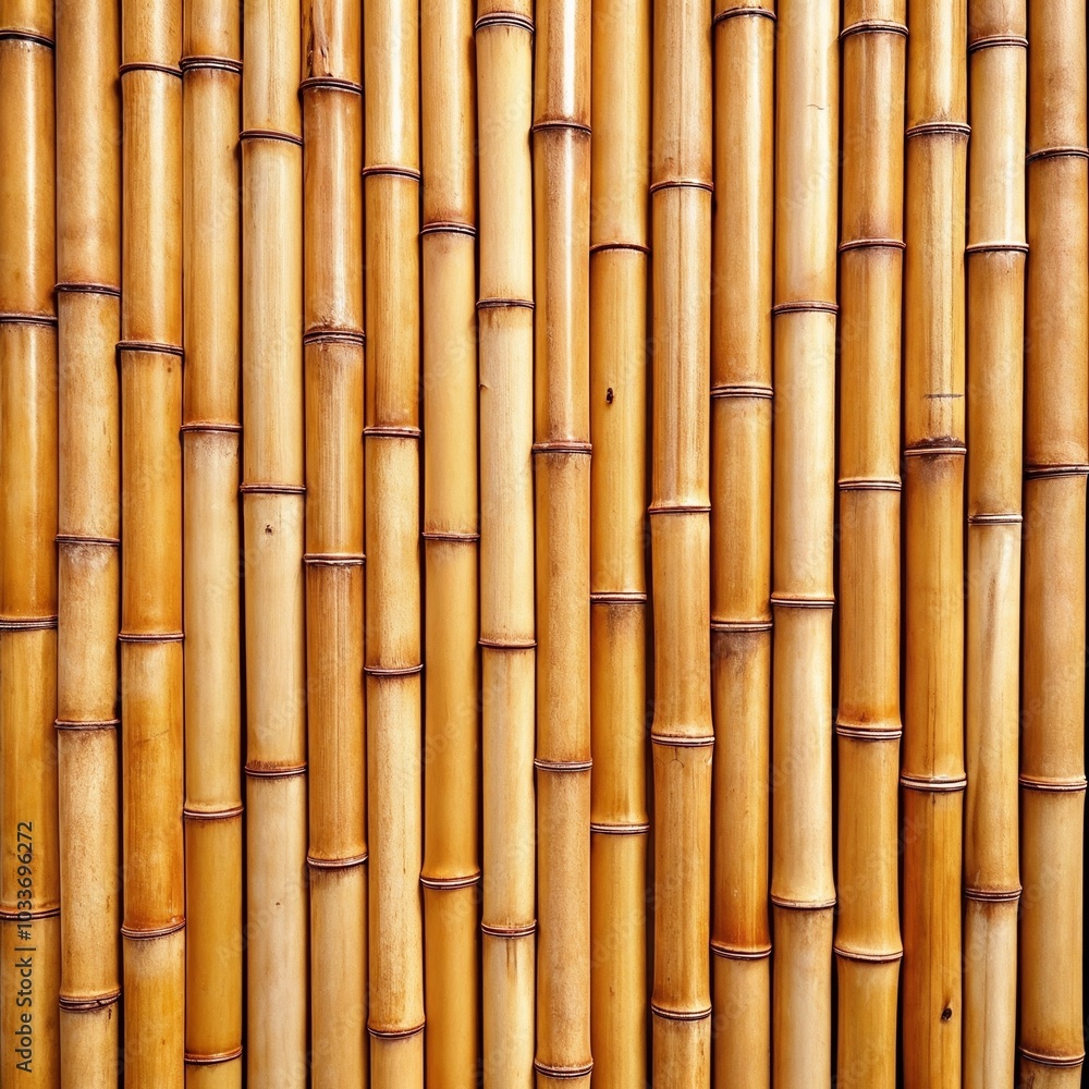 Fototapeta premium Textured bamboo wall with vertical stems showcasing natural patterns