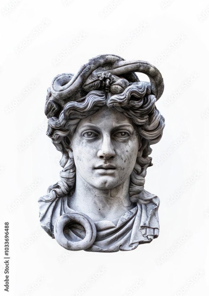 Ancient stone Medusa sculpture head Ancient stone Medusa sculpture head