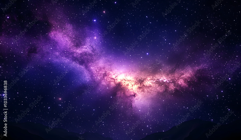 Fototapeta premium Amazing purple galaxy with stars and nebula background, night sky