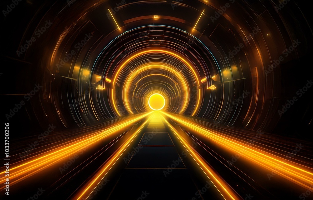 A bright, glowing tunnel of light with a futuristic vibe. A bright, glowing tunnel of light with a futuristic vibe.