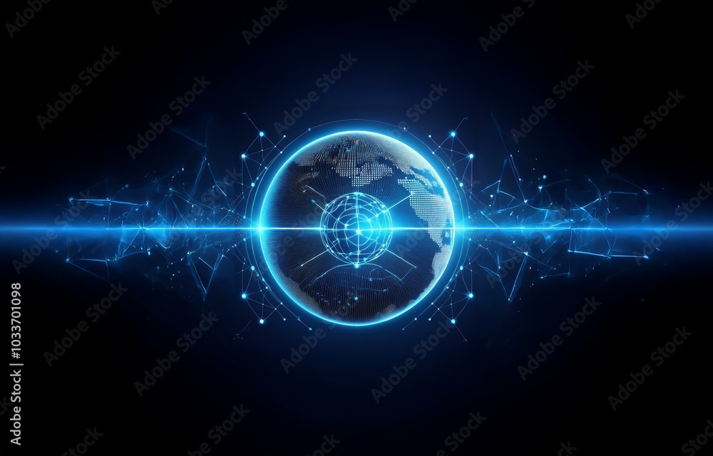 A glowing digital globe with a network of connecting lines. A glowing digital globe with a network of connecting lines.