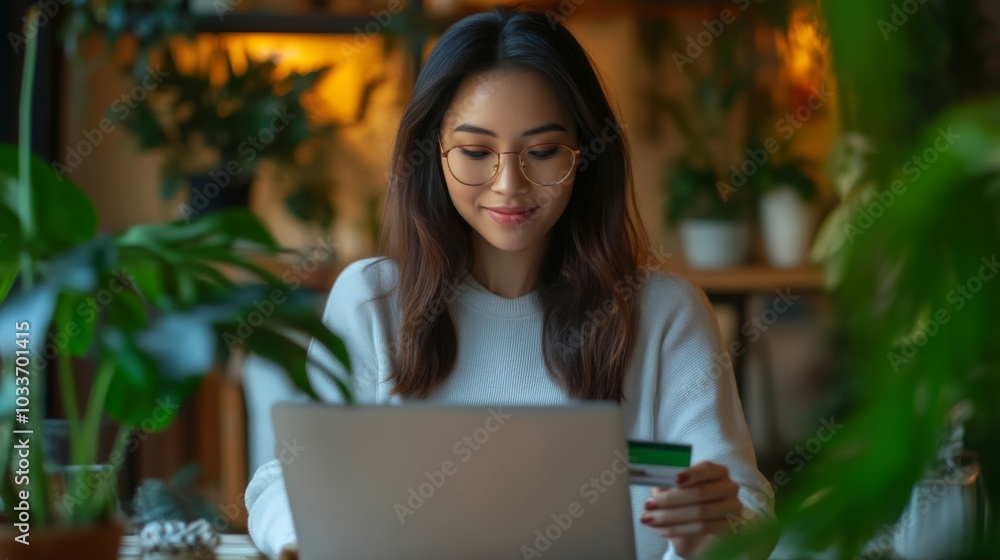 Woman Shopping Online with Credit Card on Laptop Woman Shopping Online with Credit Card on Laptop