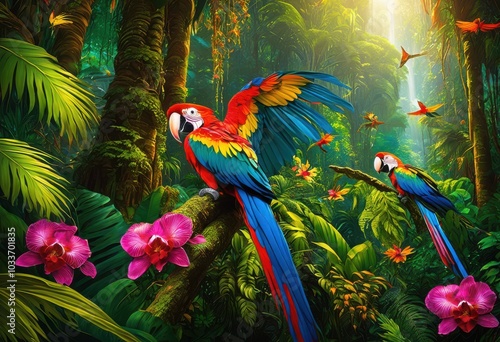 Wallpaper Mural exploring vibrant diverse ecosystems showcasing rich flora fauna across vivid natural landscapes, biodiversity, wildlife, habitats, vegetation, species Torontodigital.ca