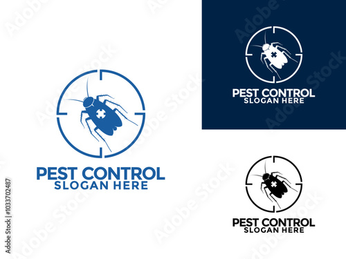 pest control logo design vector, insecticide logo icon, Disinfection service and pest control logo design template