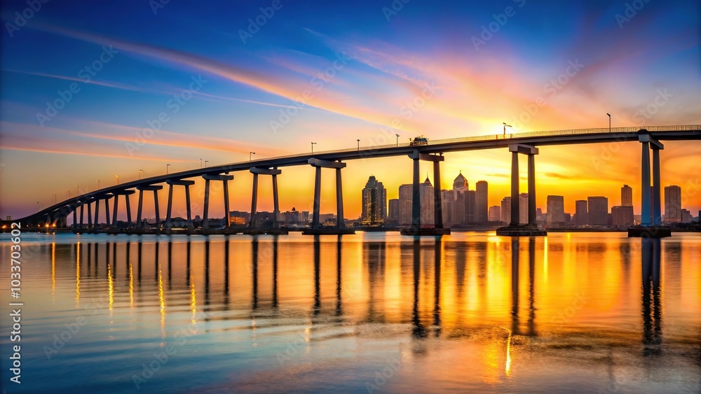 Obraz premium panorama of Coronado Bridge with San Diego skyline silhouette