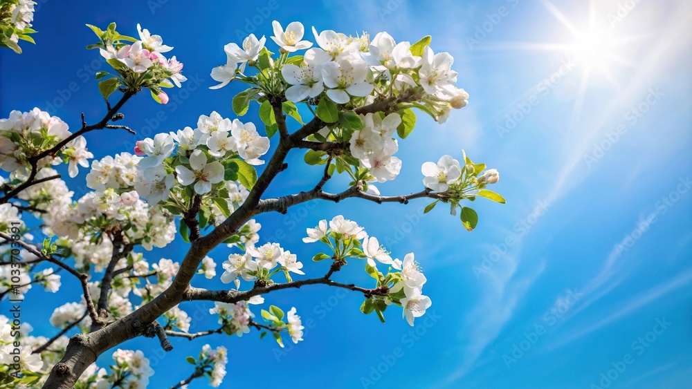 silhouette of blooming apple tree against blue sky silhouette of blooming apple tree against blue sky