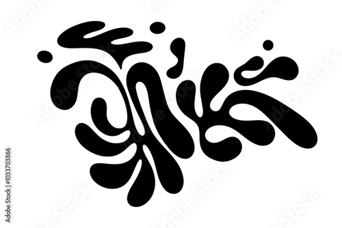 Random Shapes Organic Black Blobs Set. Outline 2d vector image. Sticker for social media. Backdrop.