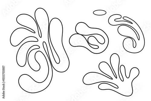 Random Shapes Organic Black Blobs Set. Outline 2d vector image. Sticker for social media. Backdrop.