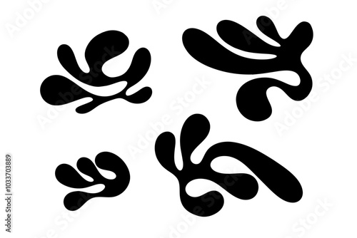 Random Shapes Organic Black Blobs Set. Outline 2d vector image. Sticker for social media. Backdrop.
