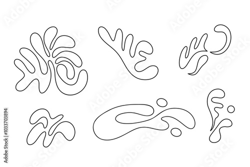 Random Shapes Organic Black Blobs Set. Outline 2d vector image. Sticker for social media. Backdrop.