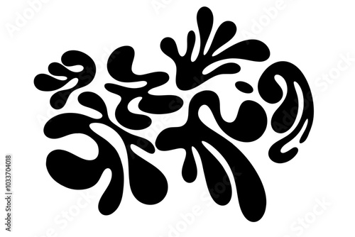 Random Shapes Organic Black Blobs Set. Outline 2d vector image. Sticker for social media. Backdrop.