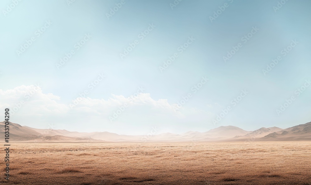 Fototapeta premium A vast desert plain with mountains in the distance.