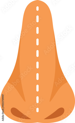 Illustration showing a nose with correction lines for rhinoplasty surgery, a common plastic surgery procedure