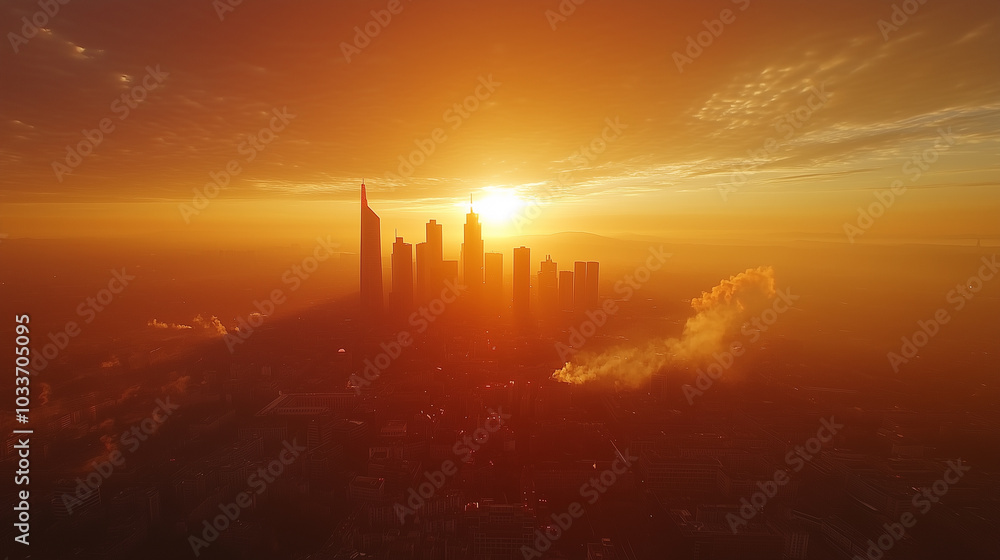 Fototapeta premium The center of city Frankfurt after sunset