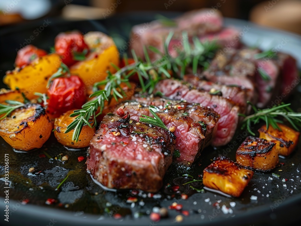 Grilled Steak with Roasted Vegetables - Delicious Dinner Grilled Steak with Roasted Vegetables - Delicious Dinner