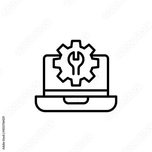 Device management outline icons, minimalist vector illustration ,simple transparent graphic element .Isolated on white background