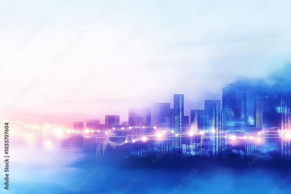 Fototapeta premium City skyline at twilight with vibrant colors