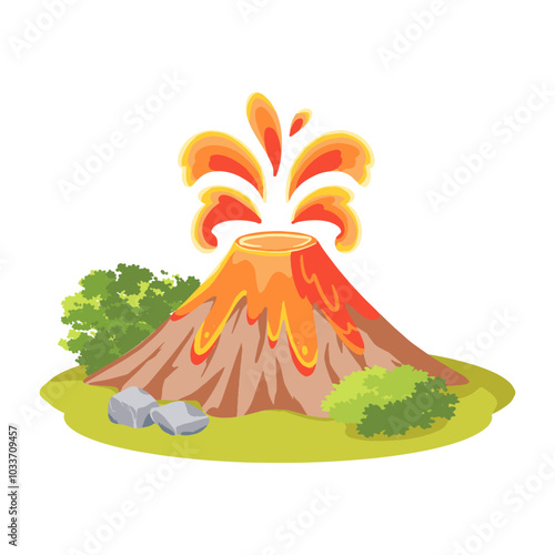 火山噴火のかわいいイラスト