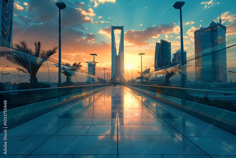 A vibrant view of Riyadh, the capital of Saudi Arabia, showcasing the ...