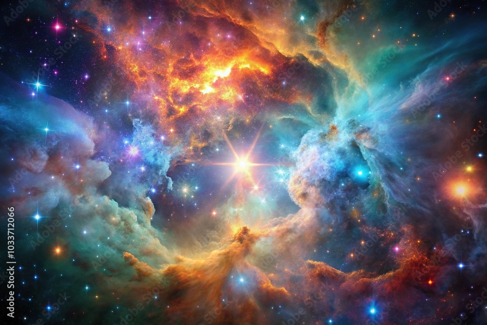 Vibrant cosmic nebula with stunning colors and glowing aura in outer space Vibrant cosmic nebula with stunning colors and glowing aura in outer space