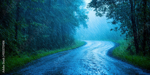 Wallpaper Mural A rainy day with a road in the background Torontodigital.ca