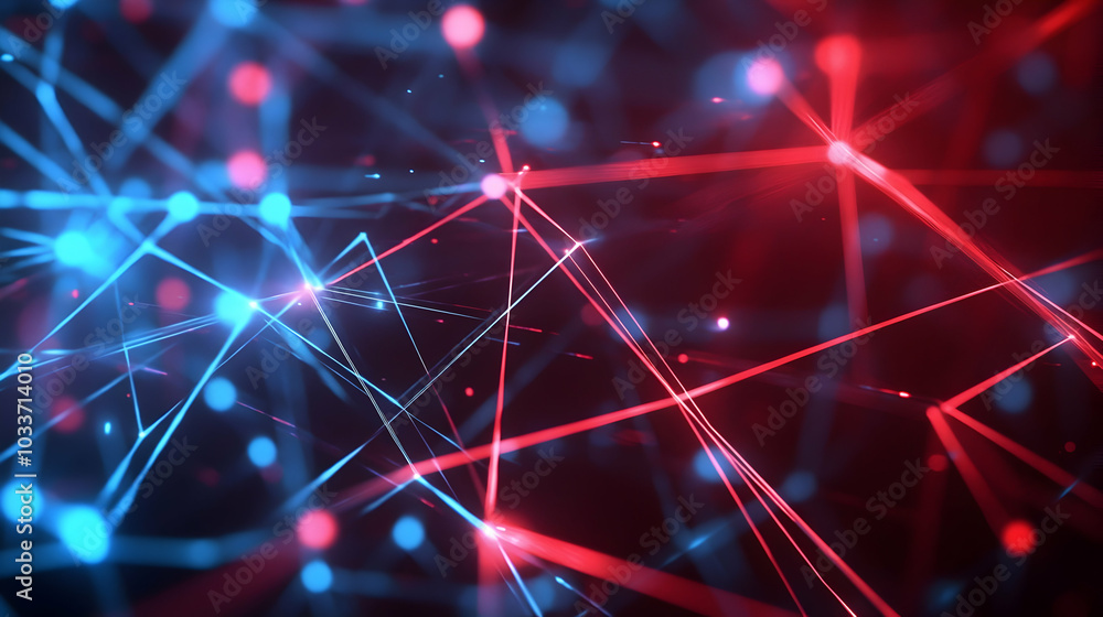 Futuristic red and blue lines connected in an abstract network, symbolizing technology and communication - Futuristic red and blue lines connected in an abstract network, symbolizing technology and communication -