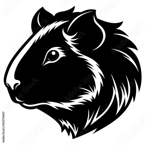 vector guinea pig head silhouette black animal 